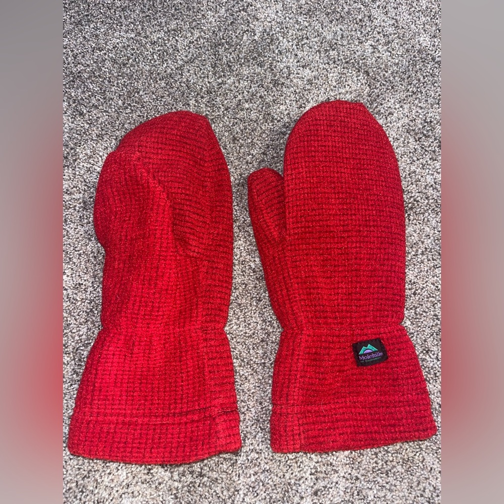 Molehill fleece mittens adult small red